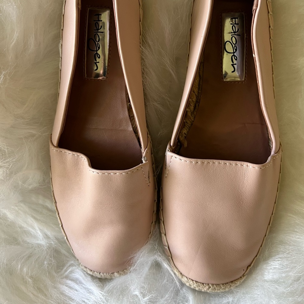 Gently Worn Girls SIZE 4 Halogen Leather Espadrille Pink Mule SlipOns